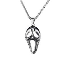 PRICES MAY VARY. Good Design: The design of this Halloween ghost mask necklace is very ahead of its time, the linked pendant is a ghost mask that looks a little scary, but it's a great choice for those who like goth style, Halloween party jewelry. High Quality: This ghost face mask necklace made of Stainless Steel, which are Nickel-free, Lead-free, Cadmium-free and Hypoallergenic, suitable for sensitive skins. Stainless steel can resist scratching that, long time wear will not fade. Size Informa Ghost Face Necklace, Ghost Mask, Ghost Face Mask, Mask Necklace, Face Necklace, Goth Style, Ghost Face, Ghost Faces, Necklace Chain Lengths