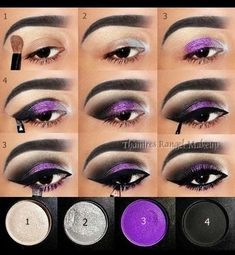 Purple Eye Makeup Tutorial, Make Up Mata, Goth Prom, Makeup Cantik, Purple Smokey Eye, Make Up Tutorials, Purple Eye Makeup, Witch Makeup