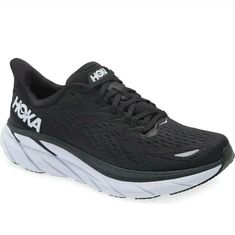 HOKA ONE ONE CLIFTON 8 WOMEN'S RUNNING SHOES BLANC DE BLACK/ WHITE SZ 11. Casual Running Shoes With Gel Cushioning For Marathon, Casual Sneakers With Arch Support For Marathon, Marathon Running Shoes With Gel Cushioning, Air Max Cushioned Running Shoes With Round Toe, Air Max Cushioned Running Shoes With Medium Fit, Boost Midsole Running Shoes, Black Casual Sneakers With Gel Cushioning, Black Casual Walking Shoes With Gel Cushioning, Casual Black Walking Shoes With Gel Cushioning