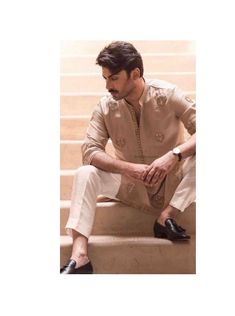 Kurta pajama for men Eid Traditional Sherwani With Chikankari Embroidery, Formal Long Sleeve Kurta With Gota Work, Eid Nehru Jacket With Gota Work, Bandhgala With Gota Work For Eid, Eid Bandhgala With Dabka Embroidery, Traditional Fit Designer Kurta For Eid, Designer Traditional Fit Kurta For Eid, Diwali Naqshi Bandhgala Straight Kurta, Diwali Bandhgala With Dabka Details