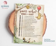 a baby shower game with winnie the pooh on it