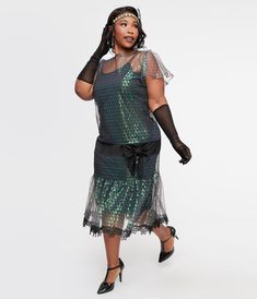 Unique Vintage Plus Size 1920s Iridescent Peacock & Black Bow Flapper Dress - Unique Vintage - Womens, FLAPPER, NON BEADED Plus Size 1920s, Plus Size Flapper Dress, Roaring 20s Party, 20s Party, Flapper Headband, Vintage Plus Size, 1920s Flapper, Tie Headband, Rhinestone Headband