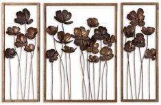 METAL TULIPS WALL ART SET/3 - AmericanHomeFurniture Tulip Wall Art, Contemporary Metal Wall Art, Metal Tree Wall Art, Forging Metal, Metal Tree, Wall Decor Set, Flower Wall Decor, Wall Art For Sale, Tree Wall