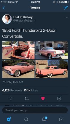 an old pink car is being displayed on the twitter account for tweeet's history