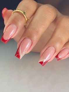 Red Acrylic Nails, Her Nails, White Nail, Acrylic Nails Coffin Short, Short Acrylic Nails Designs, Xmas Nails, Chic Nails, Short Acrylic Nails, Nail Arts