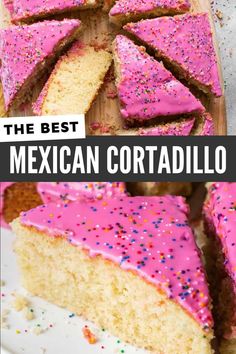 the best mexican tortilla cake with pink frosting and sprinkles