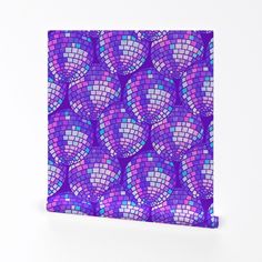 a purple and blue mosaic tile pattern on a white background