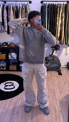 Calm Streetwear Fit, Mens Outfit Inspiration Street Styles, Male Streetwear Outfits, Cozy Fit Sweater For Streetwear, Tuff Fits Men, Outfit Ideas Men Streetwear, Men’s Streetwear Fall, Fit Pics Men Streetwear, Teen Boy Outfits Black Boys