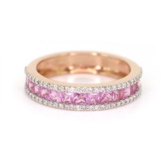 The perfect addition to your ring stack - our Natural Pink Sapphire with Diamonds!  RING DETAILS ◆ METAL DETAILS ◆ Metal Options: 14K & 18K Solid Gold (Message us for 9K/10K Gold Options) Colors: White, Yellow & Rose Gold Design: Half Eternity Design ◆ STONE DETAILS ◆ Stone: Natural Sapphires Sapphire Weight: 1.25cts Diamond Quality: VS/SI Clarity | G Color Diamond Weight: 0.27cts ◆ SAPPHIRE COLLECTION ◆ We have half-eternity bands in various Sapphire colors! Check them out on our page :) ◆ CUSTOMIZATION REQUESTS ◆ Want to customize this ring? Send us a message and we can help you! We undertake all sorts of custom jewelry orders. ◆ SHIPPING DETAILS ◆ Shipping: Via FedEx Express Processing Time: 5 to 10 Days Delivery: 5 to 7 Days Tracking ID provided Please feel free to message us for any m Dazzling Stackable Rings With Round Cut, Luxury Stackable Rings With Cubic Zirconia, Pink Diamond Half Eternity Band, Pink Half Eternity Diamond Band, Pink Diamond Stackable Rings, Pink Cubic Zirconia Half Eternity Rings, Dazzling Pink Sapphire Gemstone Rings, Pink Stackable Round Cut Rings, Pink Diamond Stackable Rings With Prong Setting