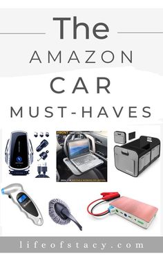 an advertisement for the amazon car must - haves, including electronic devices and accessories