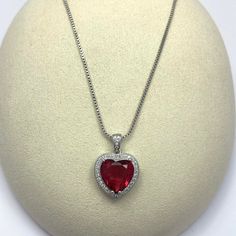 Silver Plated Faux Ruby Love Heart Pendant Necklace for Women - Etsy Valentine's Day Heart Cut Crystal Jewelry, Crystal Clavicle Chain Jewelry For Valentine's Day, Valentine's Day Crystal Clavicle Chain Jewelry, Valentine's Day Party Heart Necklace In Cubic Zirconia, Round Heart Charm Jewelry For Party, Crystal Jewelry With Heart Charm For Valentine's Day, Heart-shaped Crystal Jewelry For Valentine's Day, Cubic Zirconia Rhinestone Necklace For Valentine's Day, Heart Cut Cubic Zirconia Party Necklace