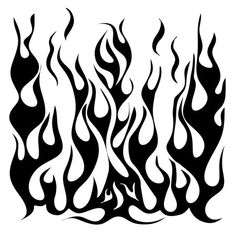 a black and white drawing of flames