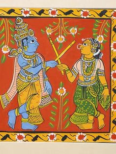 Cherial Paintings, Odisha Painting, Cheriyal Art, Patachitra Art, Painting Radha Krishna