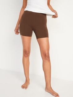 The leggings you love just got better! Now with a heavier-knit fabric and a thicker, more supportive waistband.  Elasticized high-rise waistband.  Soft-washed jersey, with comfortable stretch.  Tag-free label inside back waist for added comfort.  @mo Free Label, Heavy Knit, Shorts For Women, Navy And Brown, Old Navy Shorts, Navy Shorts, Dark Walnut, Shorts Athletic, Biker Shorts