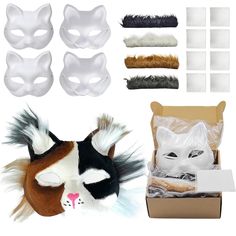 PRICES MAY VARY. 🎨 Customized Exclusive Therian Mask: Our blank cat masks are your blank canvas for pure creativity! Use paint, felt tips, or crayons to create a mask that’s uniquely you. Whether you’re aiming for mystical, magical, or just plain marvelous, let your imagination run wild and show off your one-of-a-kind style! 🎉 Perfect for Any Party: Measuring approximately 7.5 x 6.5 x 3.05 inches, our masks fit most adults and kids. With realistic eyes and wild hair, these masks are perfect fo White Fantasy Costume For Role Play, White Novelty Costume Accessories For Halloween, Themed White Costume Accessories For Halloween, White Themed Costume Accessories For Halloween, White Themed Costume For Fantasy Events, White Themed Costumes For Fantasy Events, Themed White Costumes For Fantasy Events, White Novelty Halloween Costume, Themed White Halloween Costume Accessories