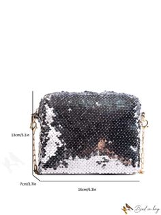 BirdinBag - Chic Mini Sequin Chain Square Bag - Elevate Your Glamorous Style! Square Party Bag With Chain Strap, Party Satchel Bag With Chain, Chain Satchel Party Bag, Party Chain Satchel Bag, Silver Clutch Bag, Glamorous Decor, Envelope Purse, Sequin Clutch, Sequin Bag