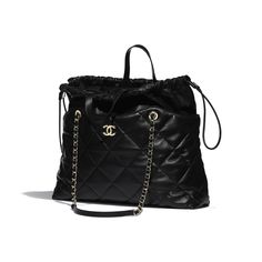 Lambskin & Gold-Tone Metal Black Shopping Bag | CHANEL Black Shopping Bag, Bag Reference, Coco Chanel Fashion, My Style Bags, Luxury Bags Collection, Us Fashion, Chanel Store, Bag Chanel, Fashion Chanel