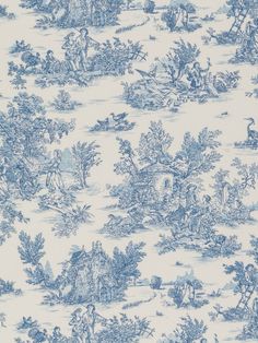 a blue and white toiler print wallpaper