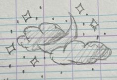 a drawing of a teddy bear sitting on top of a piece of lined notebook paper