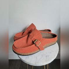 Unbranded Clog Style Leather Shoes With Buckle Strap Orange Size 9 Never Worn Clog Style, Clogs Style, Mule Clogs, Mules Shoes, Color Orange, Leather Shoes, Clogs, Buckle, Women Shoes