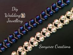 two rows of pearls are attached to a beaded bracelet