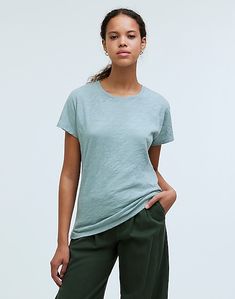 Dolman-Sleeve Crewneck Tee in Slub Hometown Heroes, Madewell Denim, Crew Neck Shirt, Dolman Sleeve, Hip Length, Madewell, Crew Neck