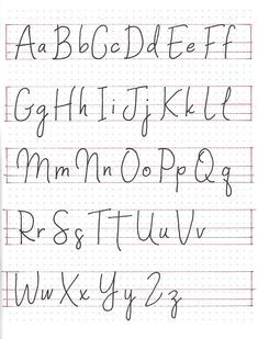 the upper and lower letters are lined up with dotted paper, which includes cursive writing