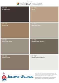 the color scheme for sheryln williams's new paint colors, which are available in