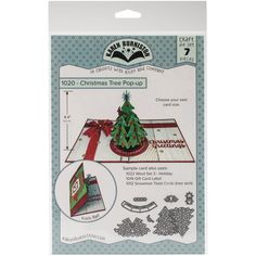 the christmas tree pop up card is shown in its package with instructions to make it