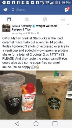 the starbucks drink is being displayed on facebook