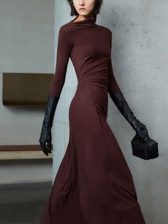 Bodycon Asymmetrical Neck Long Sleeve Ruched Maxi Dress Bodycon Long Sleeve Dress, Long Sleeve Fitted Dress, Winter Inspiration, Ruched Maxi Dress, Elegant Fall, Bodycon Maxi Dresses, Long Sleeve Maxi, Long Sleeve Midi, Work Wardrobe