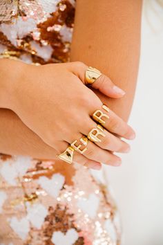 GOLD INITIAL RING ACCESSORIES Judith March Gold Initial Ring, Gold Wrap, Letter Ring, Initial Ring, Gold Initial, The Gold, Custom Items, 10 Days, Initials