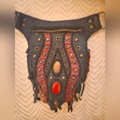 Gorgeous Handmade Belt Wirth Bag Only Call Out Missing Metal On One Hole Please See Pictures As Part Of Description Will Not Small And Medium Perfect For Dead Shows And Festivals Medicine Bags, Handmade Belt, Handmade Belts, Medicine Bag, Belt Bags, Belt Bag, Medicine, Bag Lady, Man Shop