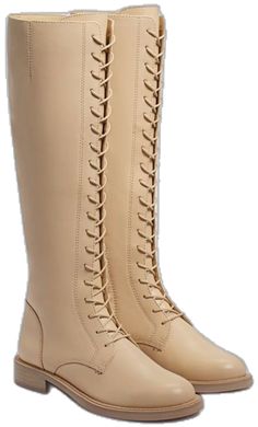 Beige Leather Lace-up Boots With Round Toe, White Lace-up Boots With Round Toe, Beige Lace-up Boots With Rubber Sole And Round Toe, Cream Leather Lace-up Boots With Round Toe, Beige Lace-up Boots With Rubber Sole, Casual Leather Lace-up Boots With Square Toe, Beige Lace-up Boots With Leather Sole, Classic Beige Lace-up Boots, Beige Boots With Laces And Round Toe