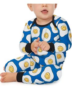 Bedhead PJs Zappos Print Lab: Sunny Side Up PJ Set (Infant) | Zappos.com Playful Long Sleeve Onesie For Loungewear, Playful Fitted Onesie For Loungewear, Playful Printed Onesie For Playtime, Unisex Playful Onesie For Loungewear, Playful Cotton Onesie For Pajama Party, Playful Printed Blue Sleepwear, Playful Blue Printed Sleepwear, Fun Cotton Onesie For Loungewear, Playful Cotton Onesie For Sleep