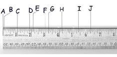 a ruler with numbers and letters on it