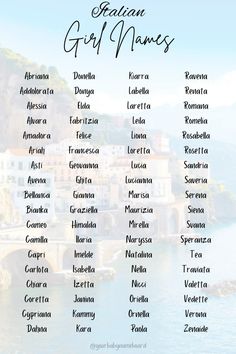 Classic Italian girl names as well as some unique Italian girl names for your baby girl :) #babynames #girlnames #girlmom #homeschool #newmom #momlife #babynamesgirl #uniquebabynames #babygirl #babygirlnames #nursery #fashion #maternity #expecting #pregnant #nameinspiration #classicnames #italian #love #baby Italian Names For Boyfriend, Italian Last Names Families, Pretty Italian Names, Italian Names For Characters, Old Italian Names, Italian Names Aesthetic, Italian Mafia Names, Italian Female Names, Italian Names Girl