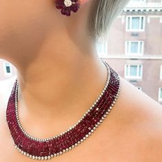 Chopard Jewelry, Classic Jewellery, Ruby And Diamond Necklace, Diamond Necklace Designs, Jewellery Indian, Diamond Jewelry Designs, Indian Wedding Jewelry, Jewelry Design Earrings, Gold Jewelry Indian