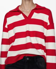 in stock Polo Sweaters Women, Johnny Collar, Red Fits, Easy Trendy Outfits, Bold Stripes, Polo Sweater, Polo Neck, Designer Clothes For Men, Toddler Girl Outfits