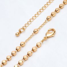 Material: 18K real gold plated brass, color not easily tarnish, lead nickel free Size: chain 1.5mm wide, bead size 3mm bracelet 15cm=6inches, then plus 5cm extender chain. You can adjust the bracelet length to be 6-8 inches. necklace 42cm=16.5 inches, then plus 5cm extender chain. You can adjust the necklace length to be 16-20 inches. Quantity: 1pc (bulk option avaiable) NOTE: wearing avoiding water can keep color bright longer. This link is for more gold chains: https://www.etsy.com/shop/Nbeads Cheap Gold Chain Bracelet With Extender, Gold Chain Metal Anklets As A Gift, Gold Metal Chain Anklets, Gold Chain Metal Anklet For Gift, Gold Chain Metal Anklet, Great For Gifts, Gold Metal Anklet With Adjustable Chain, Gold Bracelets With Chain And Round Beads, Gold Bracelet With Chain And Round Beads, Gold Chain Bracelet With Round Beads