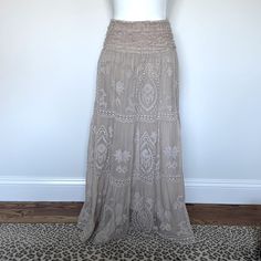 Haute Hippie Ivory Beaded And Embroidered Maxi Skirt. Size Xs. Smoked Waist Is 24” But Super Stretchy. Length Is 37”. In Perfect Pre-Owner Condition! Such A Gorgeous Party Piece!!! Maxi Skirts Summer, Hippie Skirts, Haute Hippie, Maxi Skirt, Womens Skirt, Skirt, Women Shopping, Closet, Quick Saves