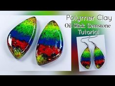 polymer clay jewelry making with oil slick gemstone - how to make earrings and pendants