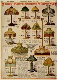 an advertisement for lamps with prices on them