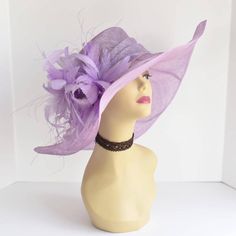 "✿*. About Shipping.*✿ All the hats will be shipped out from Rockville, MD 20854 via UPS GROUND (1-5 business days) or USPS Priority mail (2-4 business days) if their shipping fee is much the same. The overnight and other shipping service are also available. Please contact me first if you want it, I will check the price and delivery time for you. Pick up is available! If you are very urgent, please order your hats early and save money! Note: All different color M508 hat bases can be decorated by Lavender Curved Brim Hat For Parties, Purple Adjustable Hat For Kentucky Derby, Luxury Purple Hats For Races, Luxury Purple Hat With Curved Brim, Lilac Hat, Luxury Purple Wide-brim Hat, Sinamay Hat, Hat Tea Party, Church Hat