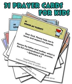 Free Printable! 31 Prayer Cards for Kids Praying Scripture, Cards For Kids, Sunday School Crafts