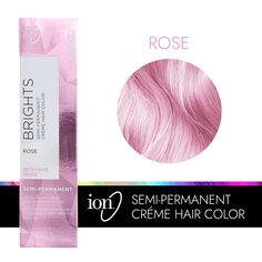 ion Color Brilliance Semi-Permanent Brights Hair Color are high-fashion hair colors designed to give vivid, boldly intense results. Ion Rose Semi Permanent Hair Color | Pink | 2.05 oz. | Sally Beauty Pastel Bubblegum Pink Hair, Pink Hair Inspiration, Ion Hair Colors, Rose Gold Hair Dye, Hair Dye Brands, Pastel Pink Hair Color, Ion Color Brilliance, Lightened Hair, Cat Pillows