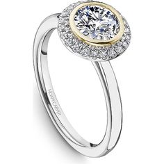 a white and yellow gold engagement ring with diamonds