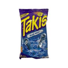 a bag of takie blue heat sitting on top of a table