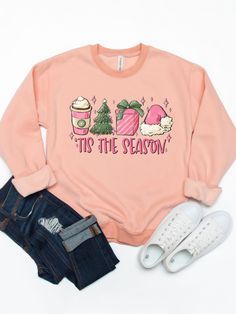 Collect yourself in the most fashionable way possible this season! Nothing says bring on Fall and Winter like fun graphic sweatshirts! Pair this with your favorite high waisted jeans and booties for a Fall worthy look! Details: Sizing: Small (4/6) | Medium (8/10) | Large (12/14) | XL (14/16) Tickled Teal brand sweatshirts comparable to Gildan 18000 fit. PROCESSING TIME: 5-7 business days **NOTE** If ordered with non-custom items, order will be held to ship with graphic tees. Casual Holiday Sweatshirt For Fall, Trendy Funny Print Tops For Winter, Casual Funny Print Winter Sweatshirt, Casual Holiday Sweatshirt With Graphic Print, Trendy Winter T-shirt, Casual Winter Sweatshirt With Funny Print, Casual Graphic Print Sweatshirt For Holiday, Casual Graphic Print Holiday Sweatshirt, Casual Cozy Christmas Top