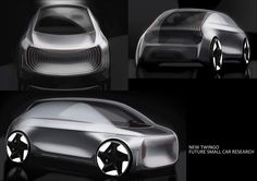 the concept car is shown in three different angles and looks like it's going to be